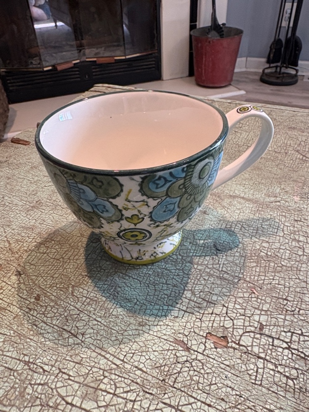 Anthropologie Kebaya Mandala Floral Footed Mug Boho Pedestal Cup - Picture 3 of 5